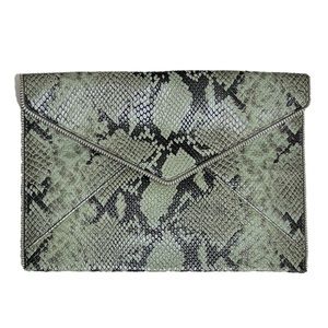 Rebecca Minkoff Snakeskin Green Envelope Clutch